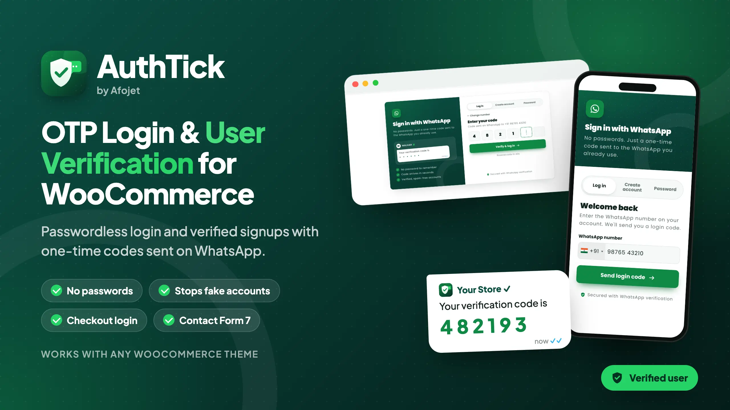Afojet AuthTick – OTP Login & User Verification for WooCommerce preview